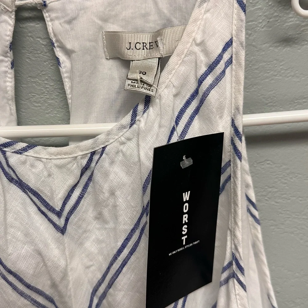 JCrew 00 Linen Chevron Print Maxi Dress - Picture 6 of 7